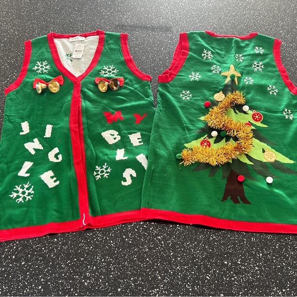 Set of 2 Ugly Christmas Vests - Picture 1 of 4